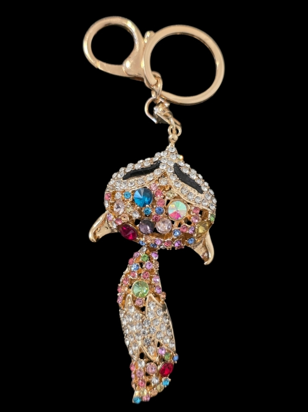 Gold Multicolor Crystal Fox Bsg Charm Keychain Pendant